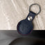 Back of the Navy Blue with Red Detail Leather Apple AirTag Holder Keyring
