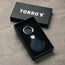 Navy Blue with Red Detail Leather Apple AirTag Holder Keyring in Gift Box
