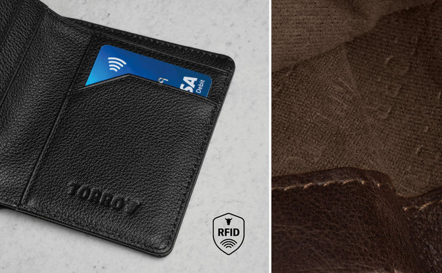 Card Storage and Microfibre Lining inside the Bifold Wallet