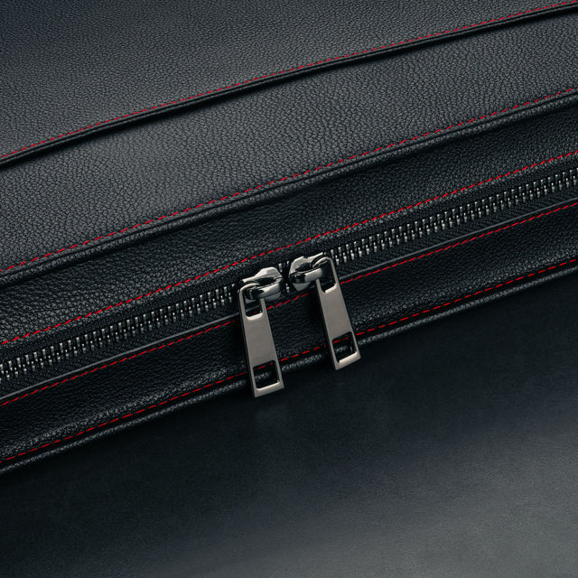 Zipped Black with Red Detail Leather A4 Conference Folder