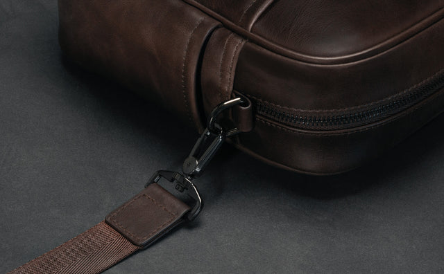 Dark Brown Leather Shoulder Bag with detachable strap