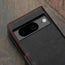 Camera cutout on the Black with Red Detail Leather Case for Google Pixel 8