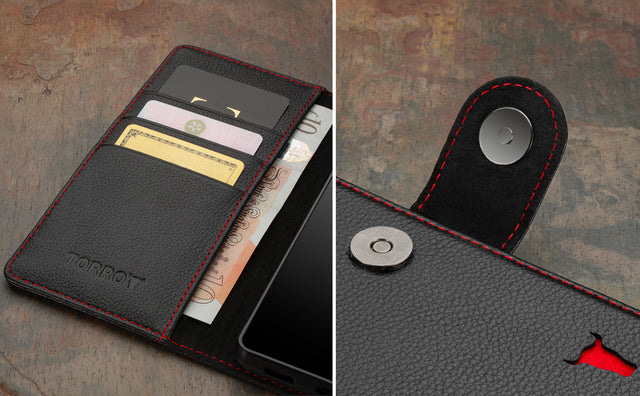 Black with Red Detail Leather Case for Google Pixel 8 Pro