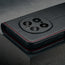 Camera cutout on the Black with Red Detail Leather Case for Honor Magic 7 Pro
