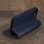 Integrated stand function of the Navy Blue Leather Wallet Case for iPhone 15 Plus