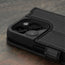 Camera cutout on the Black Leather Wallet Case for iPhone 15 Pro Max