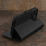 Integrated stand function of the Black Leather Wallet Case for iPhone 15 Pro Max
