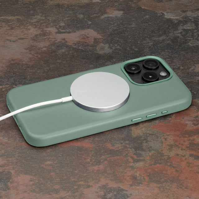 Turquoise Slimline Leather Bumper Case for iPhone 15 Pro Max