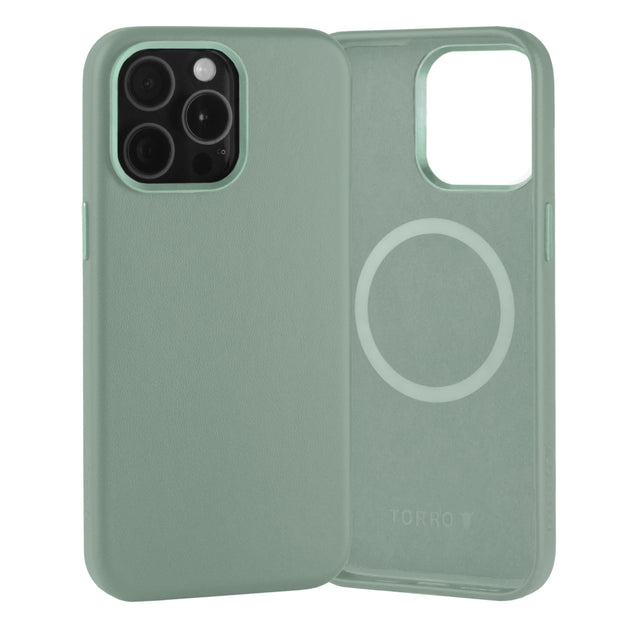Turquoise Slimline Leather Bumper Case for iPhone 15 Pro Max
