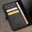 Card slots inside the Black with Red Detail Leather Wallet Case for iPhone 15 Pro Max