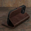 Integrated stand function of the Dark Brown Leather Wallet Case for iPhone 15 Pro Max