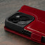 Camera cutout on the Red Leather Wallet Case for iPhone 15 Pro Max