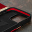 Geometric microfibre lined frame with advanced GEO-AS-3 protection of the Red Leather Wallet Case for iPhone 15 Pro Max