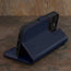 Integrated stand function of the Navy Blue Leather Wallet Case for iPhone 15 Pro