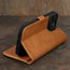 Tan Leather Wallet Case for iPhone 15 Pro