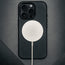 MagSafe charger on the Black Leather Slimline Bumper Case for iPhone 16 Pro Max