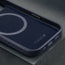 Microfibre lining on the Blue Leather Slimline Bumper Case for iPhone 16 Pro Max