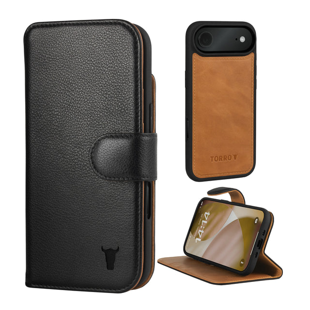 Black Leather Detachable Case for iPhone 17 Air