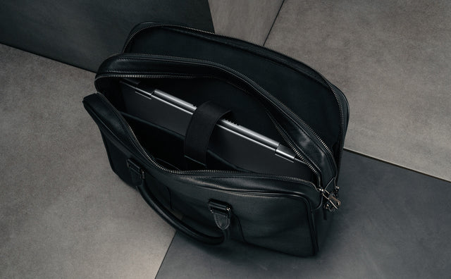 Soft Leather Laptop Briefcase Feature Focus