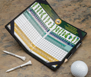Scorecard in the Black Leather Golf Scorecard Holder