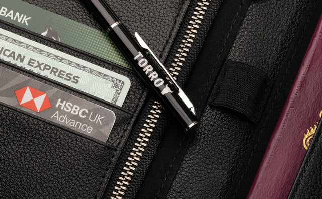 Close up of the interior of the small travel wallet