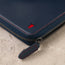 Close up of the Navy Blue Leather with Red Stitching Solo Travel Wallet