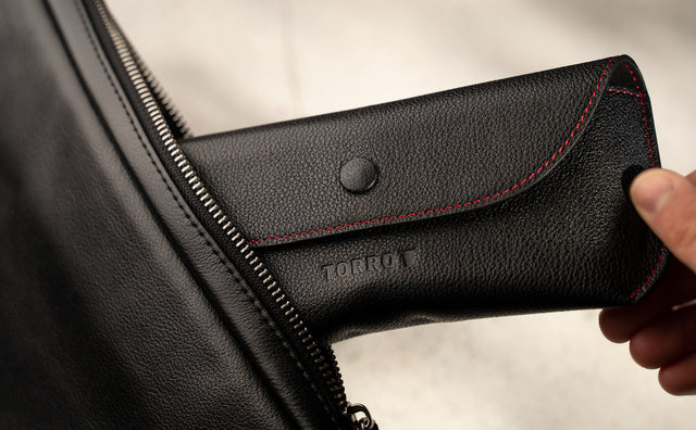 Tan with Red Detail Sunglasses case