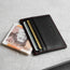 Black with Red Detail Leather Credit Card Holder with card slots and notes compartment