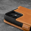 Camera cutout of the Tan Leather Stand Case for iPhone 12 Pro