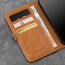 Card storage in the Tan Leather Stand Case for iPhone 12 Pro