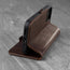 Integrated stand function of the Dark Brown Leather Stand Case for iPhone 13 Mini