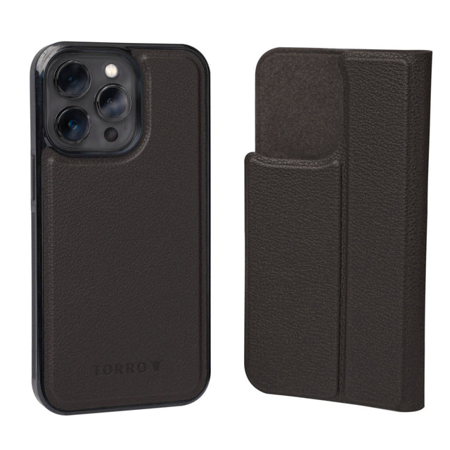 2-in-1 Detachable Dark Brown Leather Case for iPhone 13 Pro