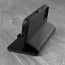 Integrated stand function of the Black Leather Phone Case for iPhone 13 Pro