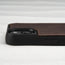 Raised camera lip (for added protection) on the Dark Brown Leather Bumper Case for iPhone 14 Plus