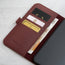 Card and note storage in the Burgundy Leather Folio Case (MagSafe) for iPhone 14 Pro Max