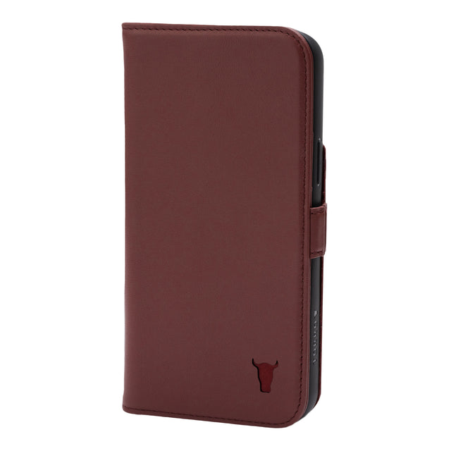Burgundy Leather Folio Case (MagSafe) for iPhone 14 Pro Max