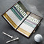 Golf scorecard in the Pro edition of the Black with Red Detail Leather Golf Scorecard Holder