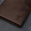 Close up of the PRO Edition of the Dark Brown Leather Golf Scorecard & Yardage Book Holder