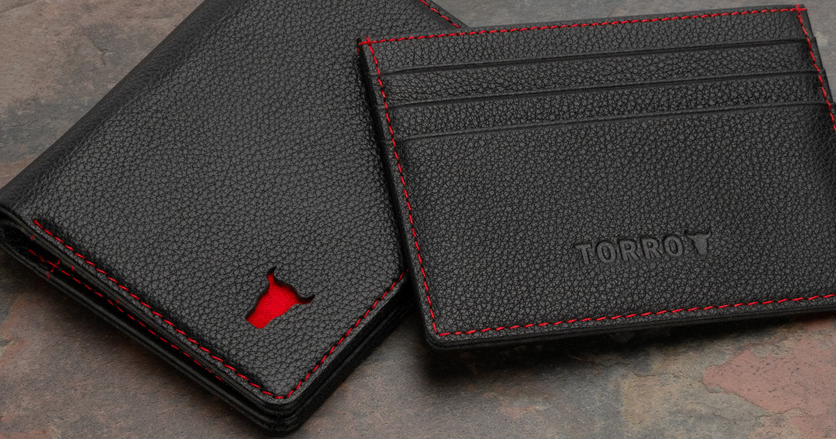 Credit Card Wallet, Leather, Black/ Red, Credit Card Holder