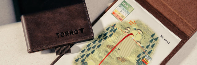 TORRO Dark Brown Leather Golf Yardage Book and Scorecard Holder