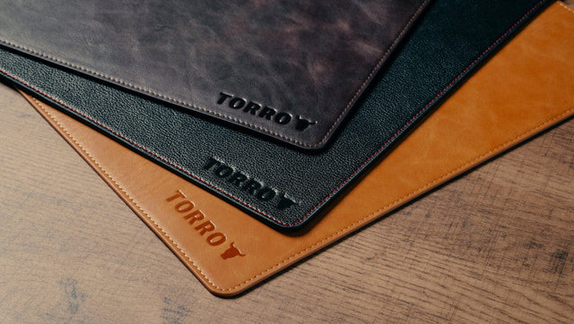 TORRO Premium Leather Desk Mat in Black, Dark Brown and Tan