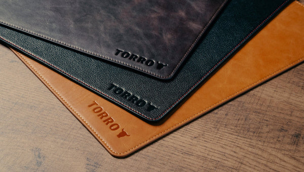 TORRO Premium Leather Desk Mat in Black, Dark Brown and Tan