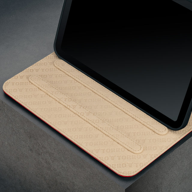 Multiple viewing angles of the Red Leather Case for iPad Mini 6th Generation (2021)
