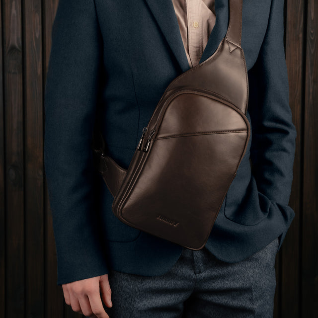 Dark Brown Leather Crossbody Bag