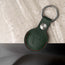 Back of the Green with Red Detail Leather Apple AirTag Holder Keyring