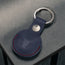 Back of the Navy Blue with Red Detail Leather Apple AirTag Holder Keyring