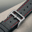 TORRO branded metal buckle on the Black with Red stitching Leather Apple Watch Strap