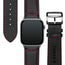 Black with Red stitching Leather Apple Watch Strap