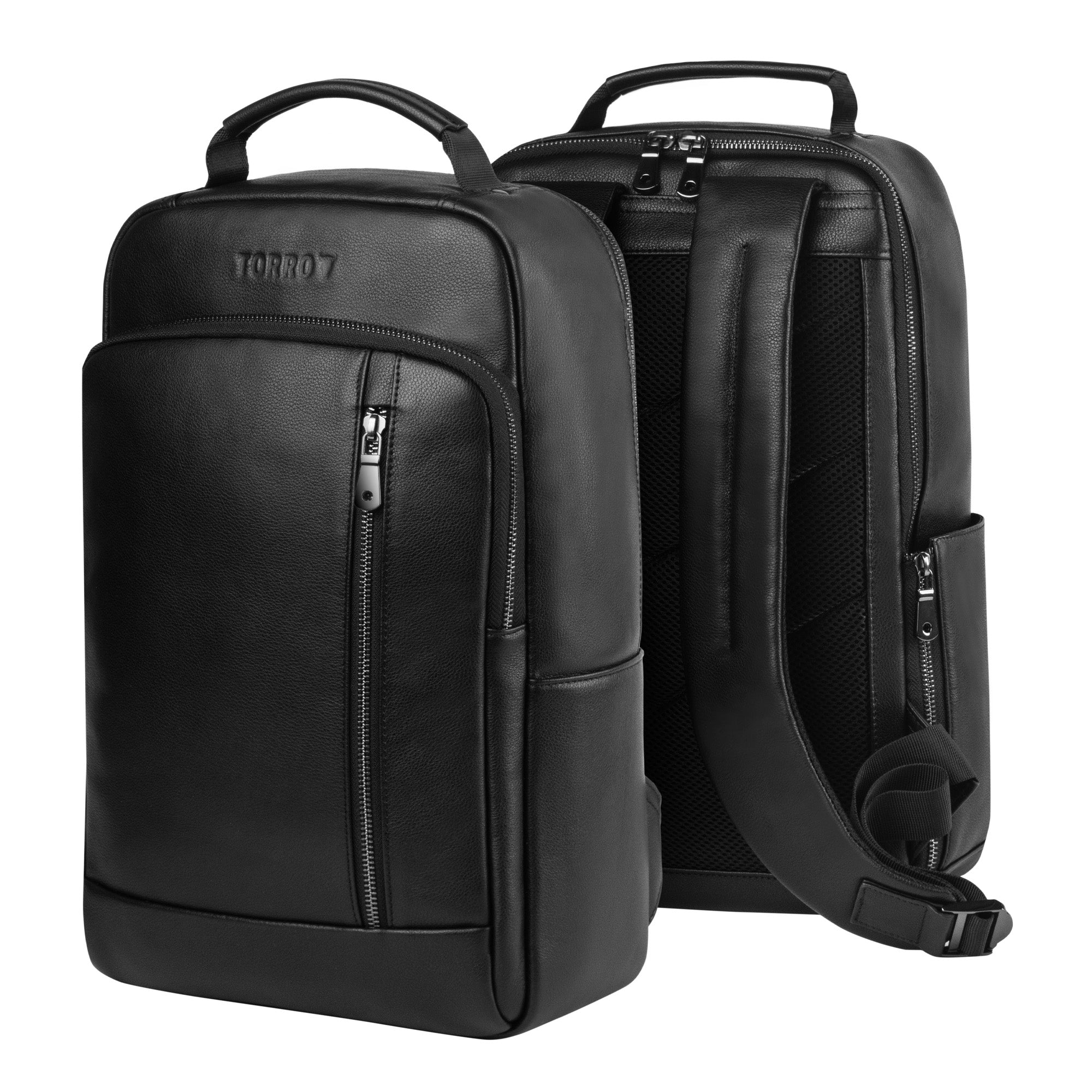 Black leather laptop backpack hotsell