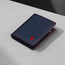 Front of the Navy Blue (with Red Stitching) Bifold Leather Wallet